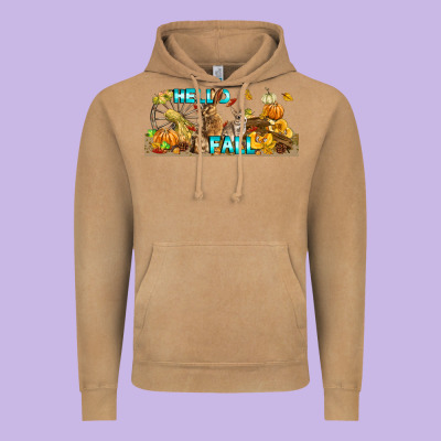 Hello Fall Rabbit Vintage Hoodie Designed By Lillyallendesigns