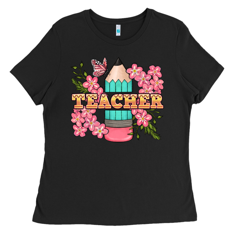 Teacher Floral Pencil Ladies Tee by BundleAndBundleShop | Teevron
