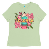 Matcha teacher floral pencil Ladies Tee - BundleAndBundleShop