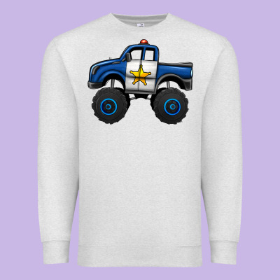 Police Car Monster Truck Premium Sweatshirt Designed By Jasminsmagicworld