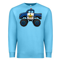 Ocean Blue police car monster truck Premium Sweatshirt - Jasminsmagicworld