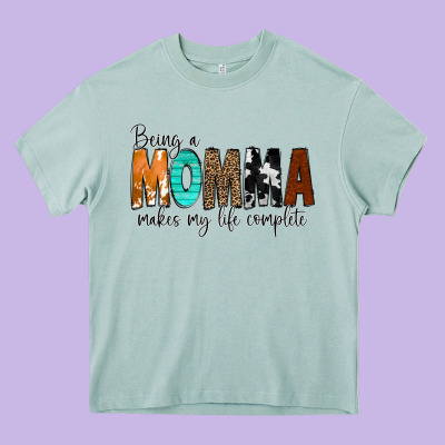 Being A Momma Makes My Life Complete Heavy Core Tee Designed By Cowcowdesign