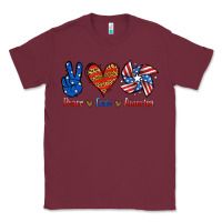 Burgundy Peace Love America Classic Tee - Jasminsmagicworld