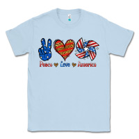 Dusty Blue Peace Love America Classic Tee - Jasminsmagicworld