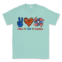 Seafoam Peace Love America Classic Tee - Jasminsmagicworld