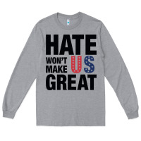 Heather Grey hate won't make us great black Long Sleeve Tee - artisFamous