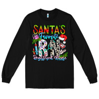 Black Santa's Favorite RN Registered Nurse Long Sleeve Tee - CowhideDigitalArt