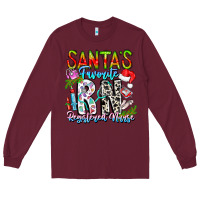 Burgundy Santa's Favorite RN Registered Nurse Long Sleeve Tee - CowhideDigitalArt