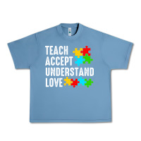 Pebble Blue Teach Accept Understand Love Urban Heavy Tee - CowhideDigitalArt