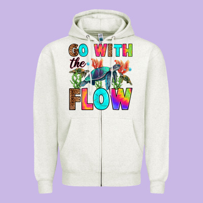 Go With The Flow Zipper Hoodie Designed By Ranaportraitstore
