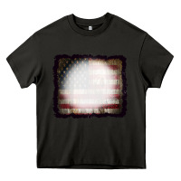 Asphalt America Wood Flag with bBeach Effect Heavy Core Tee - CowCowDesign