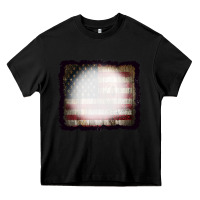 Black America Wood Flag with bBeach Effect Heavy Core Tee - CowCowDesign