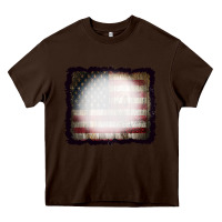 Chocolate Brown America Wood Flag with bBeach Effect Heavy Core Tee - CowCowDesign