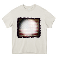Cream America Wood Flag with bBeach Effect Heavy Core Tee - CowCowDesign