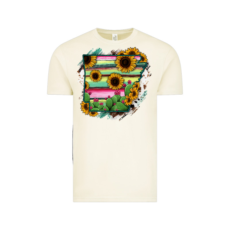 Arkansas Map Sunflower Cactus Serape Vintage Tee by RanaPortraitStore | Teevron