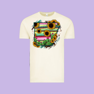 Arkansas Map Sunflower Cactus Serape Vintage Tee Designed By Ranaportraitstore