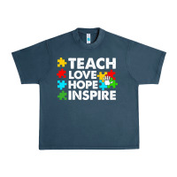 Midnight Navy Teach Love Hope Inspire Urban Heavy Tee - CowhideDigitalArt