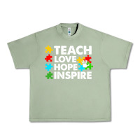 Oil Green Teach Love Hope Inspire Urban Heavy Tee - CowhideDigitalArt