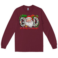 Burgundy with god all things are possible santa Long Sleeve Tee - CowhideDigitalArt