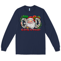 Navy with god all things are possible santa Long Sleeve Tee - CowhideDigitalArt