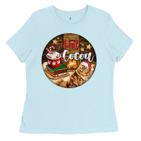 Baby Blue Hot Cocoa With Cat Ladies Tee - FaDigitalArtStudio
