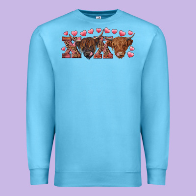 Xoxo Highland Cows Premium Sweatshirt Designed By Ranaportraitstore