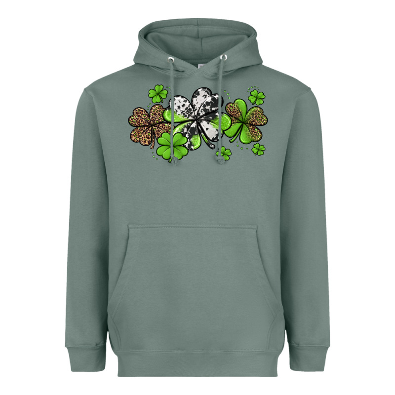 Western Cowhide Leopard Glitter Shamrocks Heavyweight Hoodie by Jasminsmagicworld | Teevron