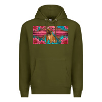 Army Green french bulldog floral license plate Premium Hoodie - Artiststas