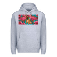 Heather Grey french bulldog floral license plate Premium Hoodie - Artiststas