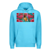 Ocean Blue french bulldog floral license plate Premium Hoodie - Artiststas