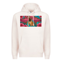 Pale Pink french bulldog floral license plate Premium Hoodie - Artiststas