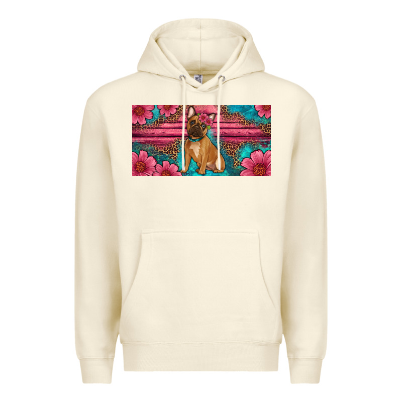 French Bulldog Floral License Plate Premium Hoodie by Artiststas | Teevron