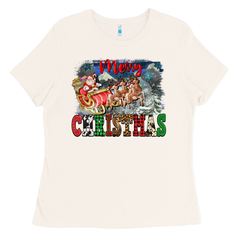 Merry Christmas Santa Sleigh Ladies Tee by FaDigitalArtStudio | Teevron