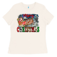 Bone Merry Christmas Santa Sleigh Ladies Tee - FaDigitalArtStudio