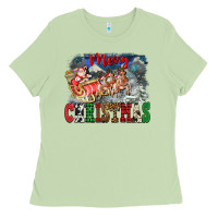 Matcha Merry Christmas Santa Sleigh Ladies Tee - FaDigitalArtStudio