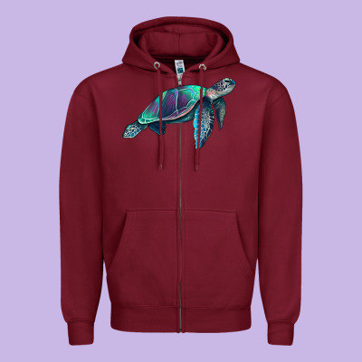 Turtle Zipper Hoodie Designed By Ranaportraitstore