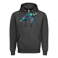 Charcoal Heather turtle Zipper Hoodie - RanaPortraitStore