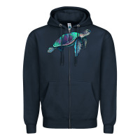 Navy turtle Zipper Hoodie - RanaPortraitStore