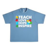Pebble Blue Teach Love Hope Inspire Urban Heavy Tee - CowhideDigitalArt