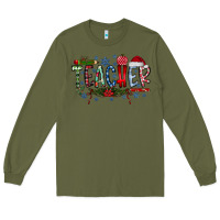 Army Green Teacher Christmas Long Sleeve Tee - CowhideDigitalArt