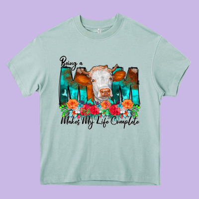 Being A Mom Makes My Life Complete Heavy Core Tee Designed By Cowcowdesign