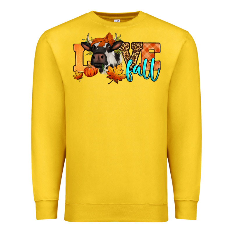 Love Fall Holstein Cow Premium Sweatshirt by Jasminsmagicworld | Teevron