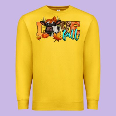 Love Fall Holstein Cow Premium Sweatshirt Designed By Jasminsmagicworld