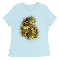 Baby Blue camouflage and leopard patch  1 Ladies Tee - BundleAndBundleShop