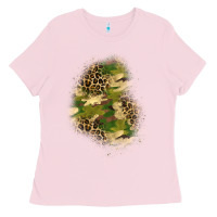 Bubblegum Pink camouflage and leopard patch  1 Ladies Tee - BundleAndBundleShop