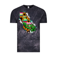 Cloud Black California Map Sunflower Cactus Serape Vintage Tee - RanaPortraitStore