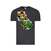 Vintage Black California Map Sunflower Cactus Serape Vintage Tee - RanaPortraitStore