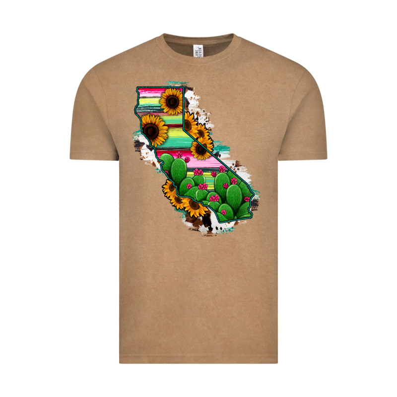 California Map Sunflower Cactus Serape Vintage Tee by RanaPortraitStore | Teevron