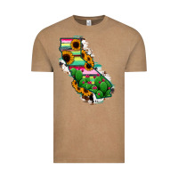 Vintage Coffee California Map Sunflower Cactus Serape Vintage Tee - RanaPortraitStore