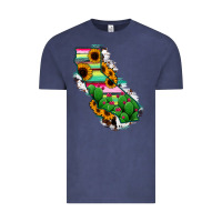 Vintage Denim California Map Sunflower Cactus Serape Vintage Tee - RanaPortraitStore